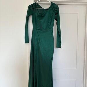 Lulus green satin maxi dress